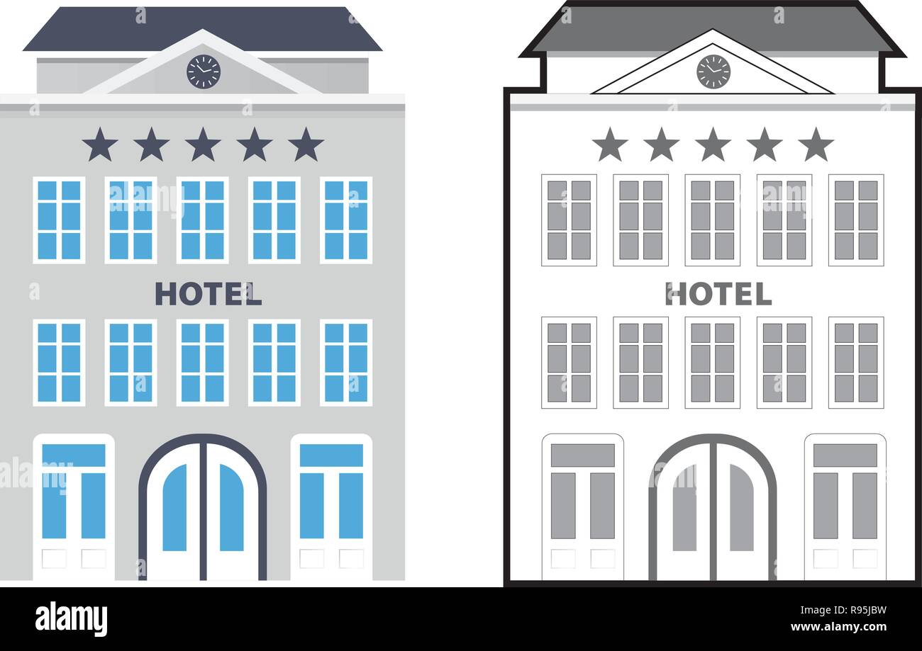 Flat style hotels as a star rating concept. Vector illustration Stock Vector