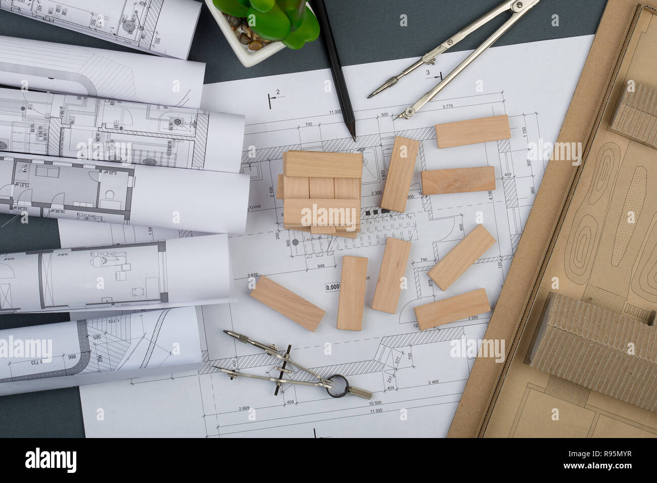 architectural wooden blocks