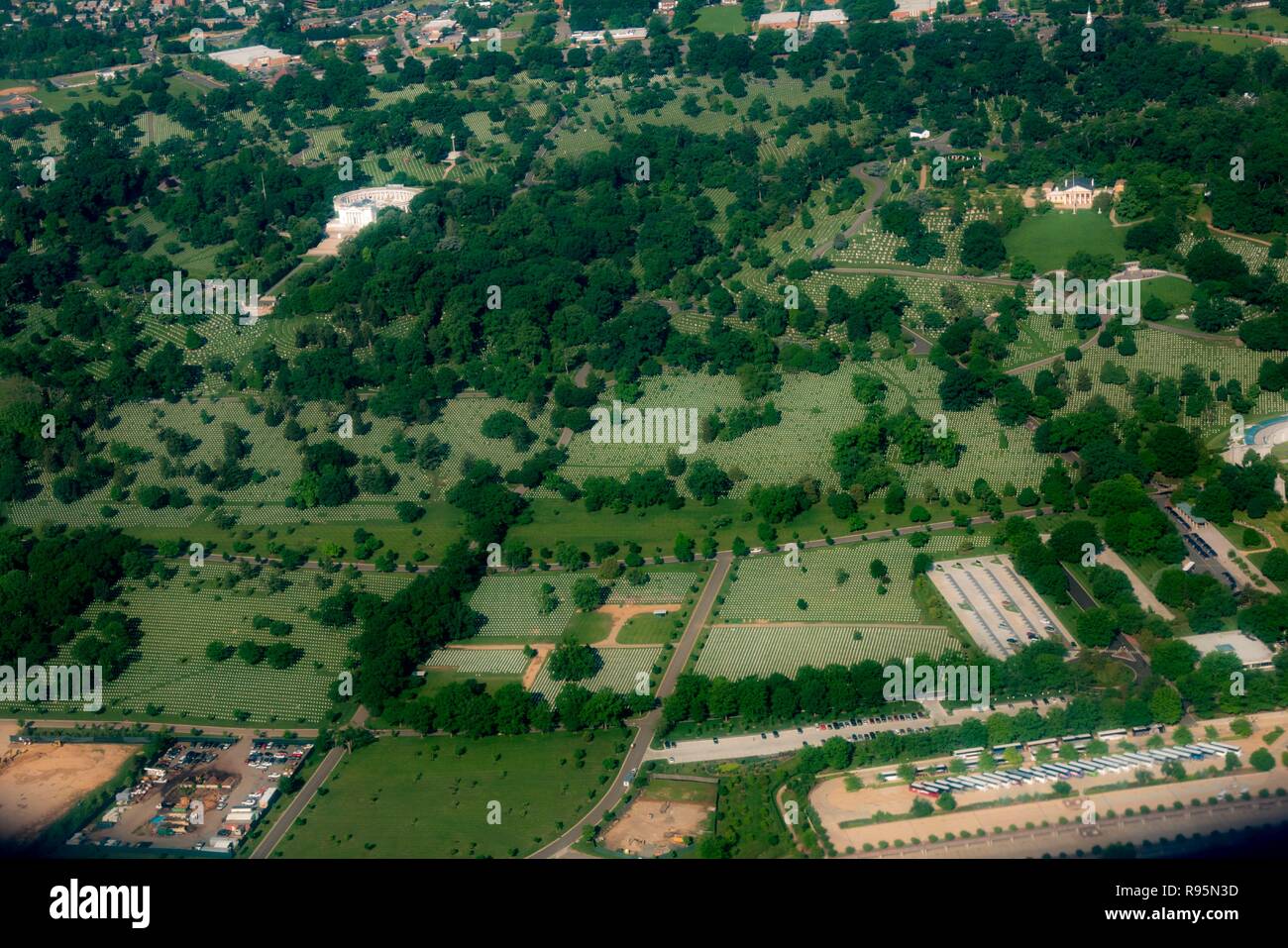 Arlington National Cemetery seen from the air Stock Photo
