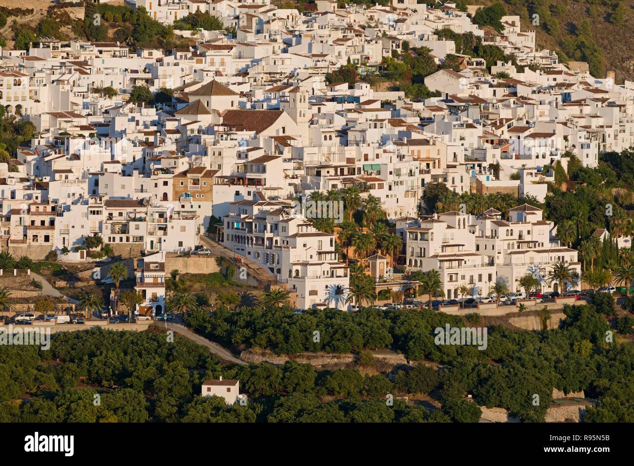Frigiliana, Malaga Province, Andalusia, southern Spain. Typical and much visited white village inland from Nerja on the Costa del Sol. Stock Photo