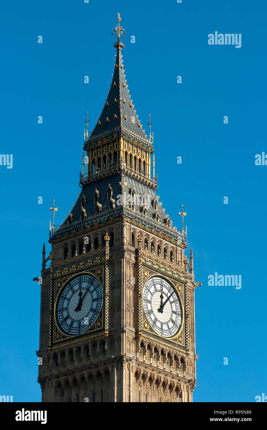 The houses of Parliament's clock tower or 'Big Ben', London, England. Stock Photo