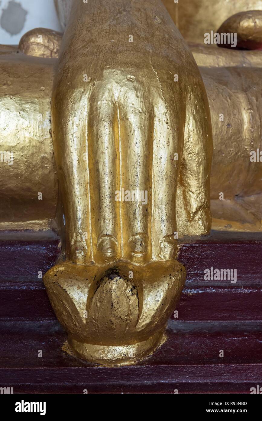 Hand of Buddha statue at Gawdawpalin Temple, Gaw Daw Palin Paya, Old Bagan, Myanmar, Burma Stock Photo