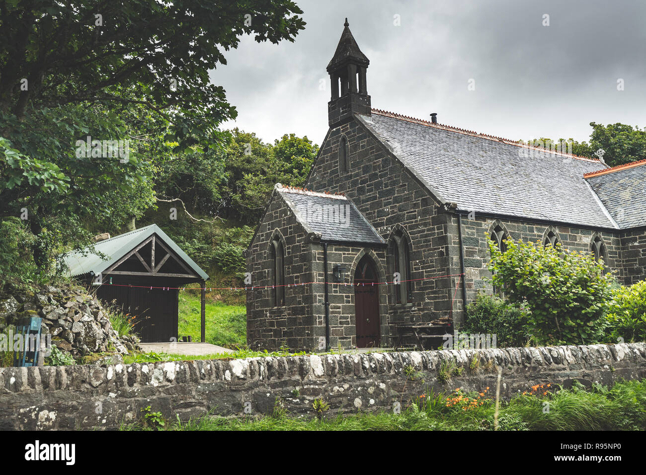 Closeup traditional Irish brick house. Northern Ireland. Cozy ethic