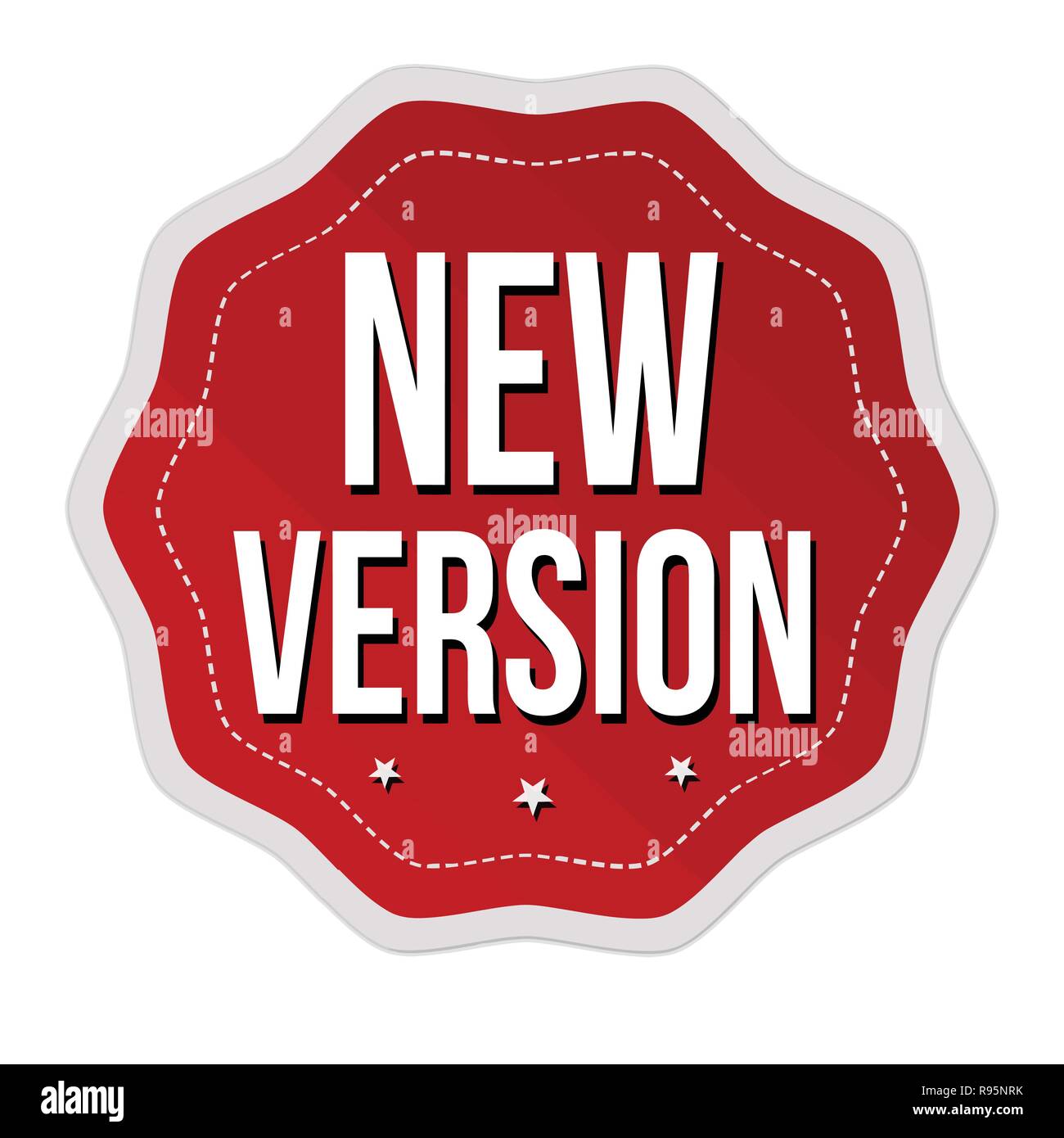 New version label or sticker on white background, vector illustration Stock Vector