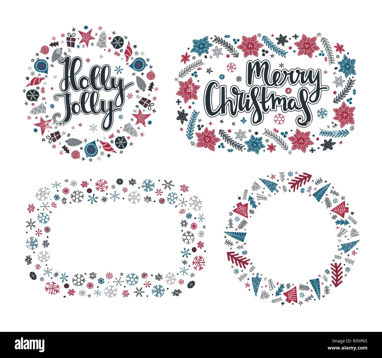 Set of Xmas greeting frames Stock Vector