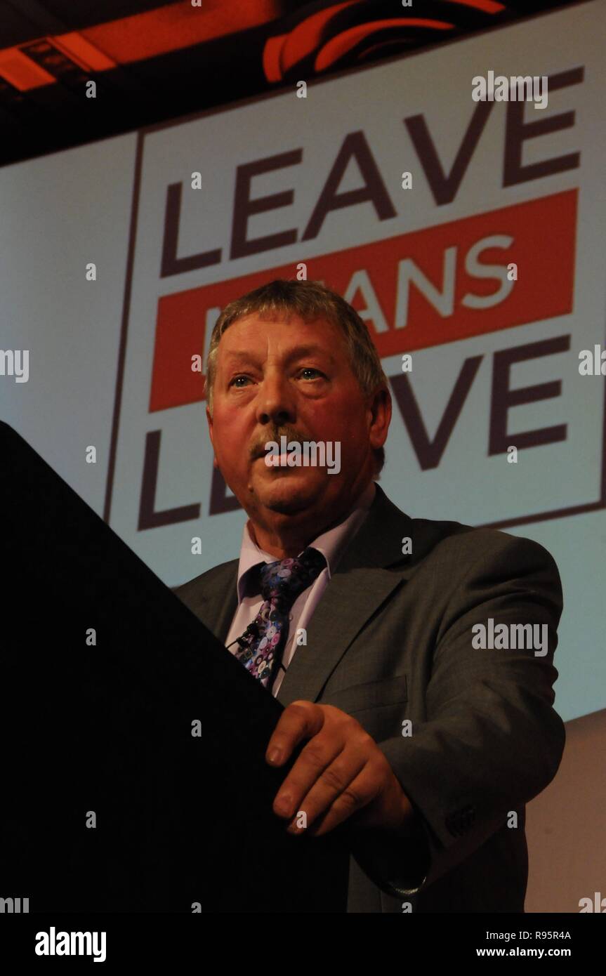 Ulster DUP MP Sammy Wilson, at the Leave Means Leave campaign, London Stock Photo
