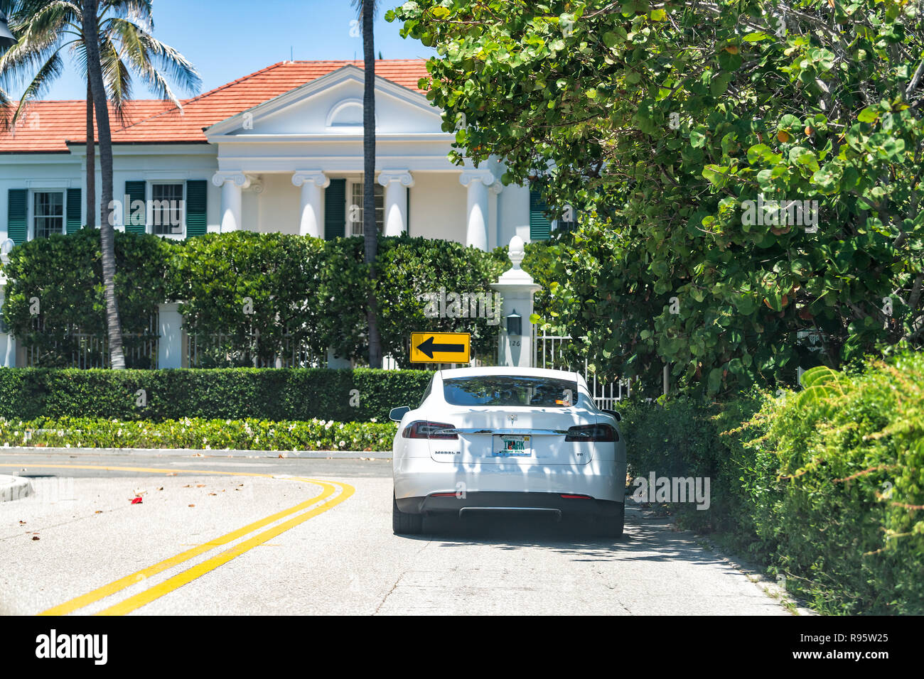 Palm Beach, USA - May 9, 2018: Mar-a-lago architecture, resort building, presidential residence of Donald J Trump, american president in Florida with  Stock Photo