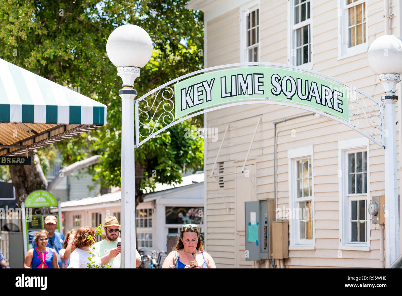 Key West, USA May 1, 2018 People, tourists walking at Key Lime