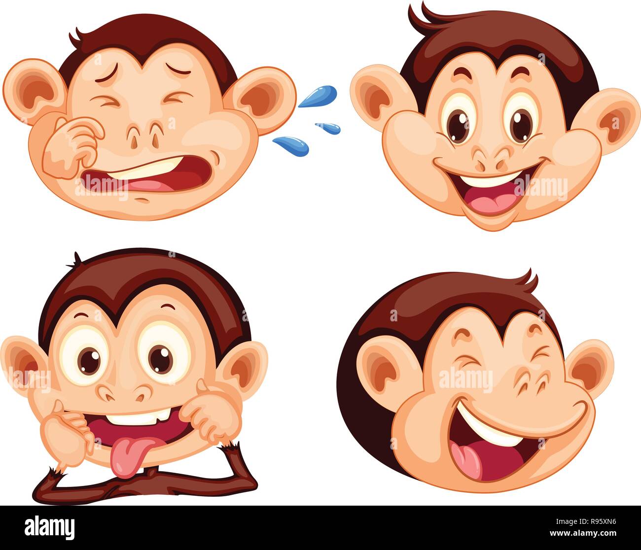 Set Of Monkey Facial Expression Illustration Stock Vector Image Art Set Of Monkey Facial Expression Illustration Stock Vector Image Art