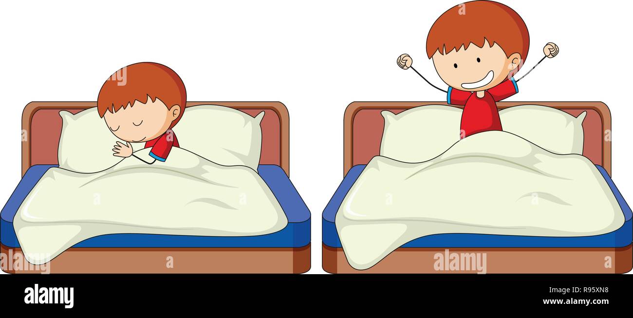 Set of boy sleep and wake up illustration Stock Vector Image & Art Alamy