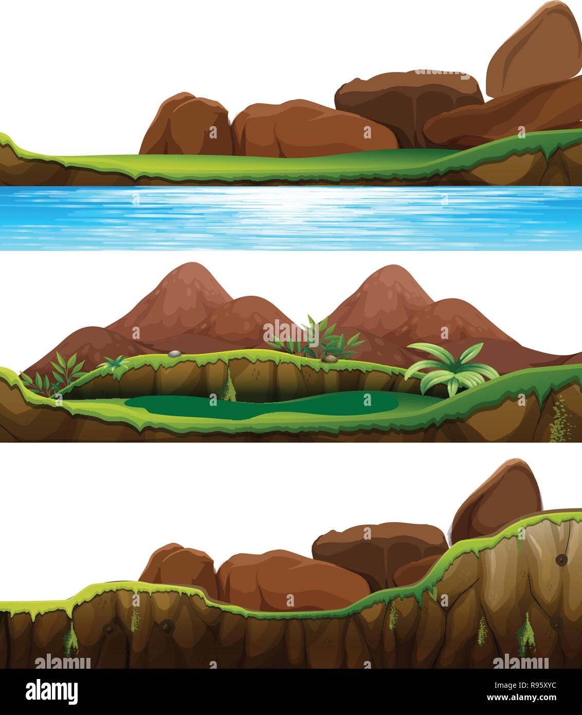 Set of nature landscape illustration Stock Vector Image & Art - Alamy