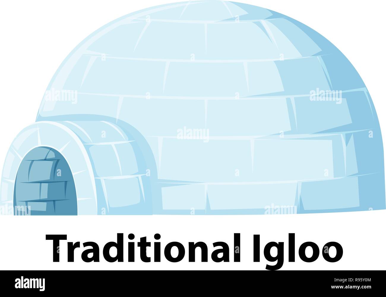 A traditional igloo on white background illustration Stock Vector