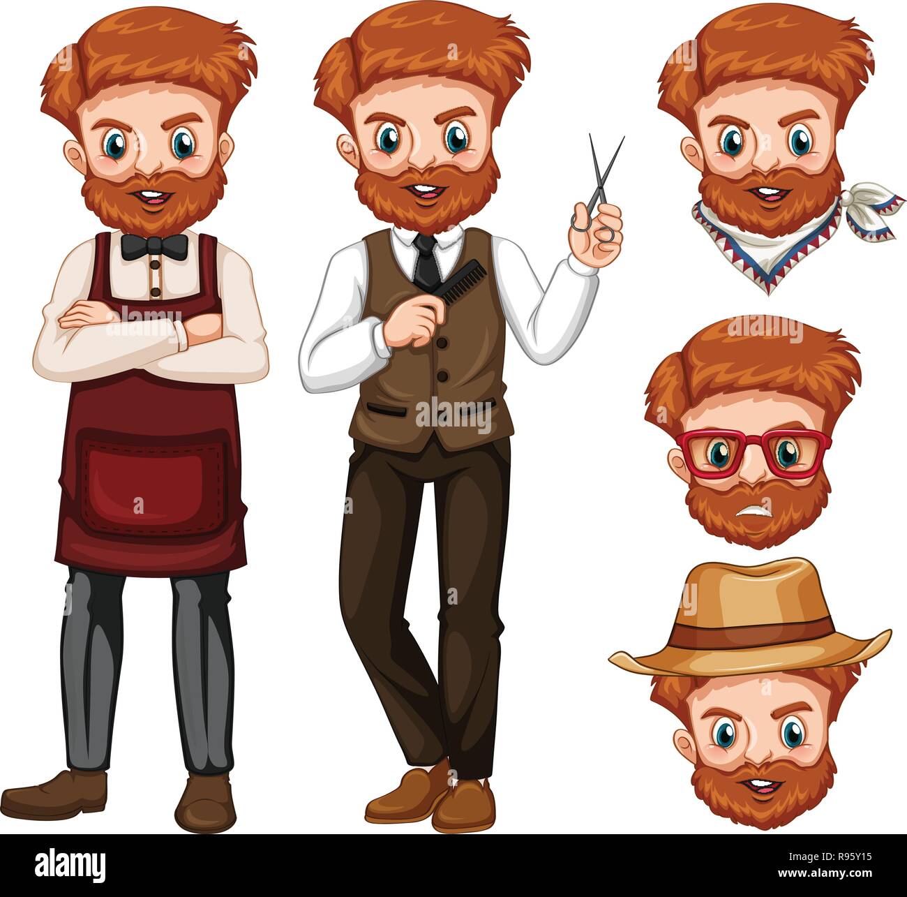 Hipster man with different face illustration Stock Vector Image & Art ...