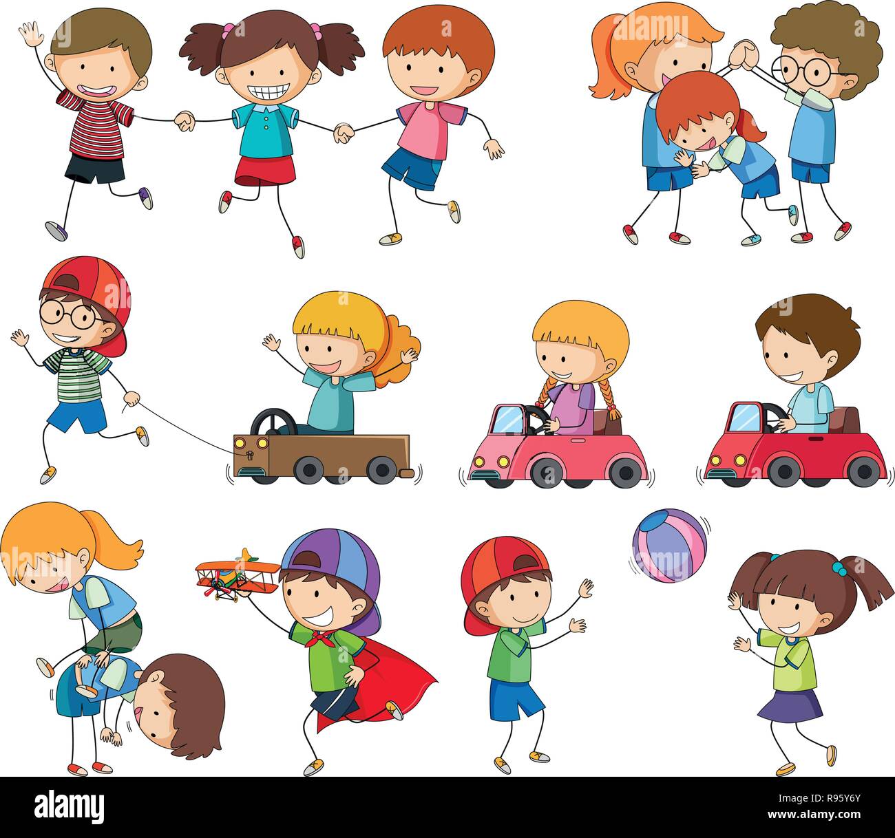 Set of kids playing illustration Stock Vector Image & Art - Alamy