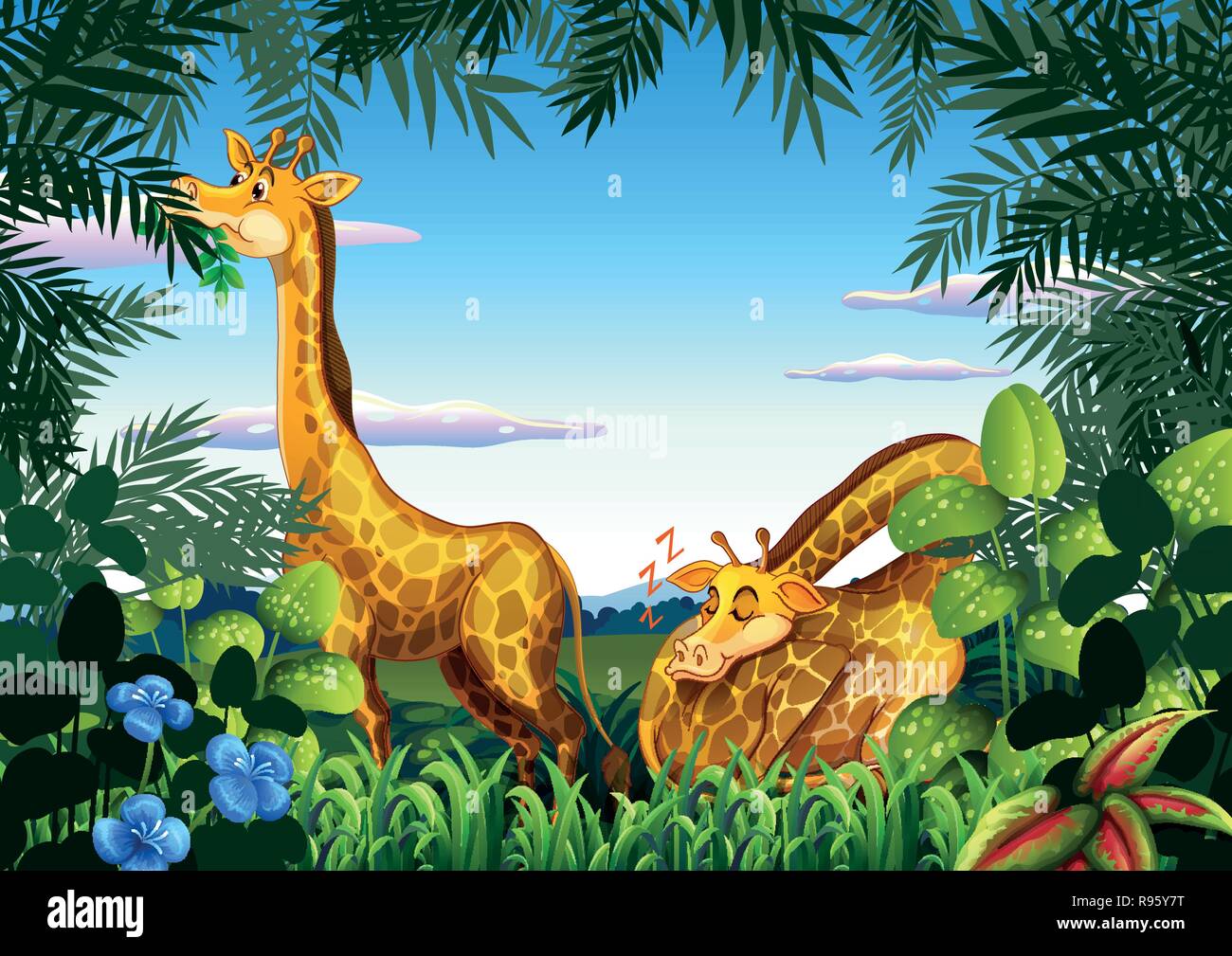Giraffe in the nature illustration Stock Vector Image & Art - Alamy