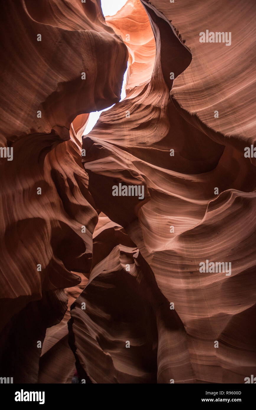 Scenic beauty of the famous Antelope Canyon in Arizona. It is a slot canyon on the Navajo land. It is one of the most adventurous places in Arizona an Stock Photo