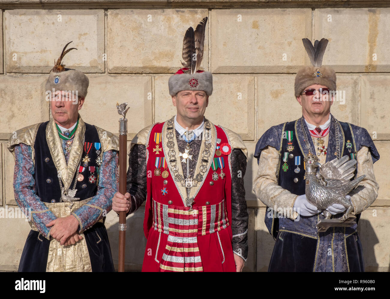 Polish Independence day parade dignitary and military setting up at Wawel Castel Stock Photo