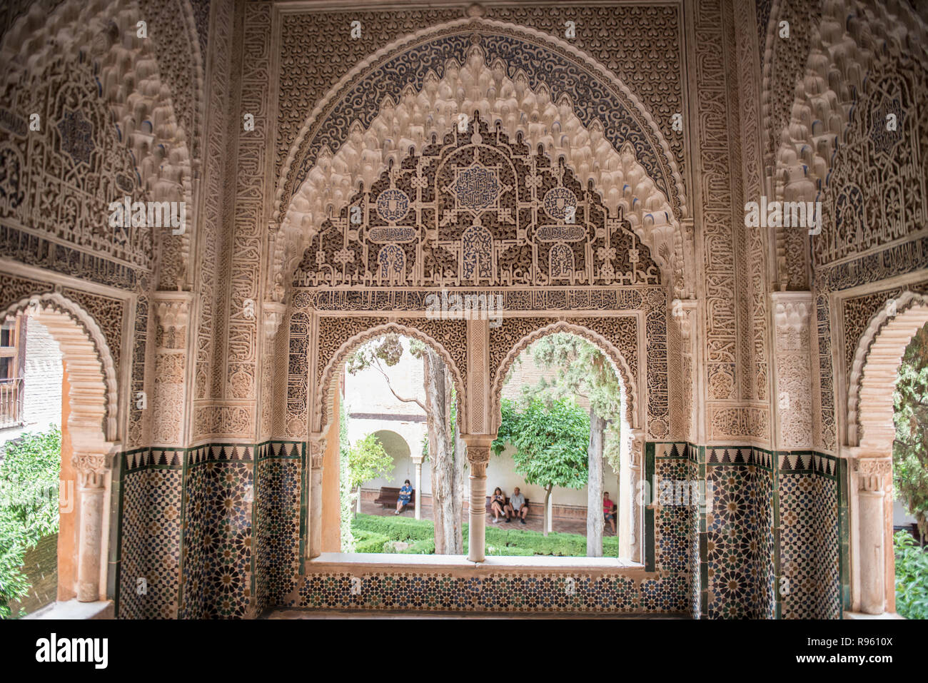 Beautiful architecture of the famous Alcazar of Seville Royal Palace. It is one of the most famous historical palaces in Spain and boasts of the fines Stock Photo