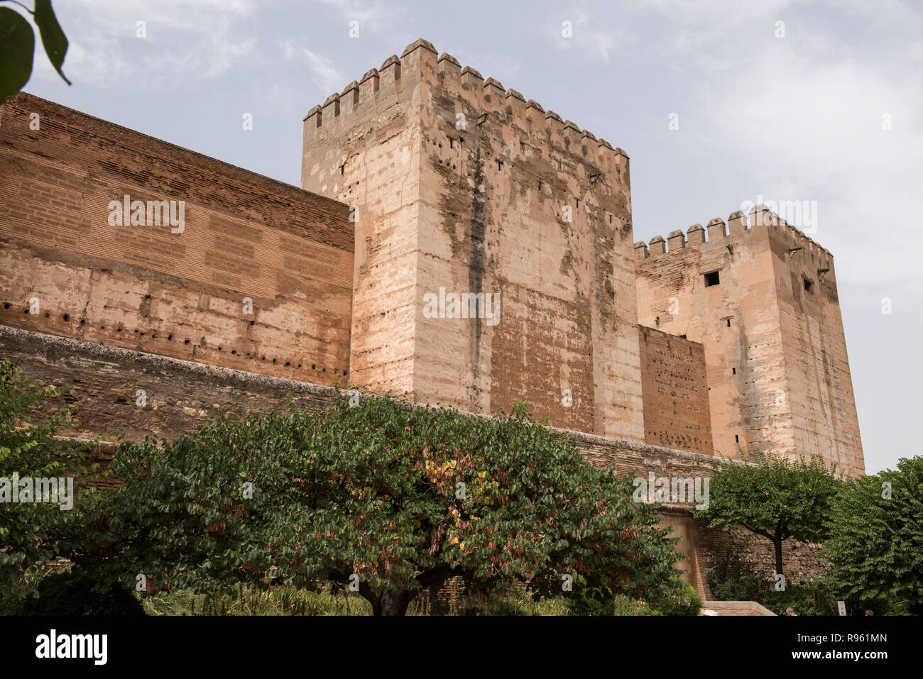 Architecture of the famous Alhambra Palace in Granada, Andulasia, Spain. The palace is a famous Islamic historical palace with spectacular architectur Stock Photo