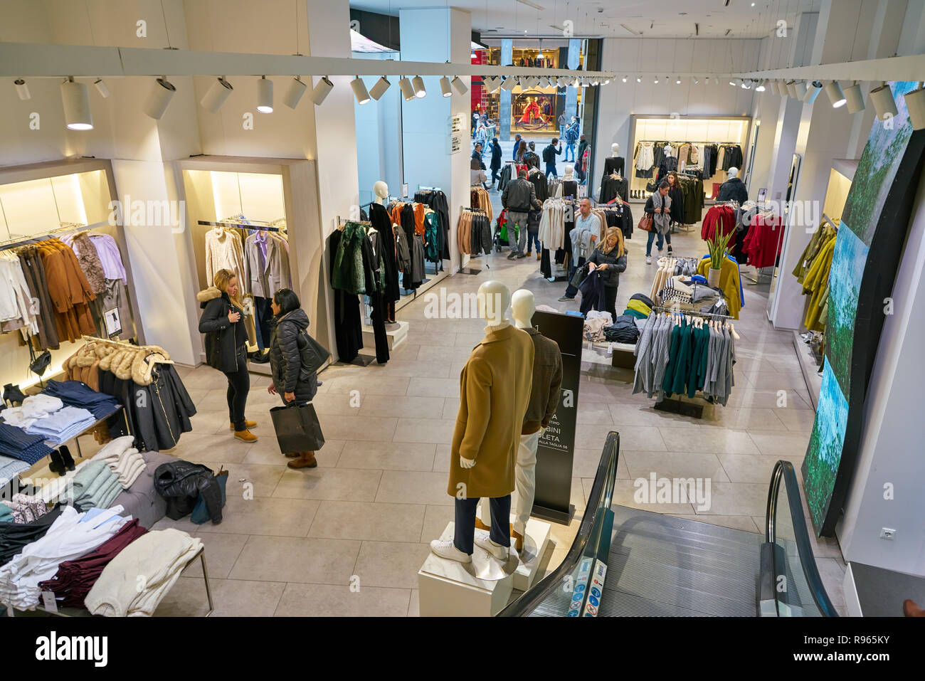 MILAN, ITALY CIRCA NOVEMBER, 2017 inside a Mango flagship shop in