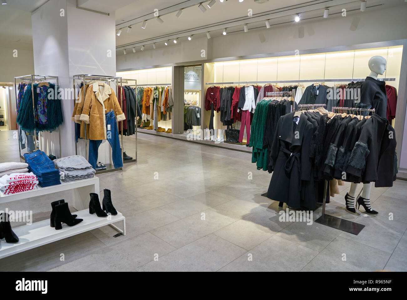 MILAN, ITALY CIRCA NOVEMBER, 2017 inside a Mango flagship shop in