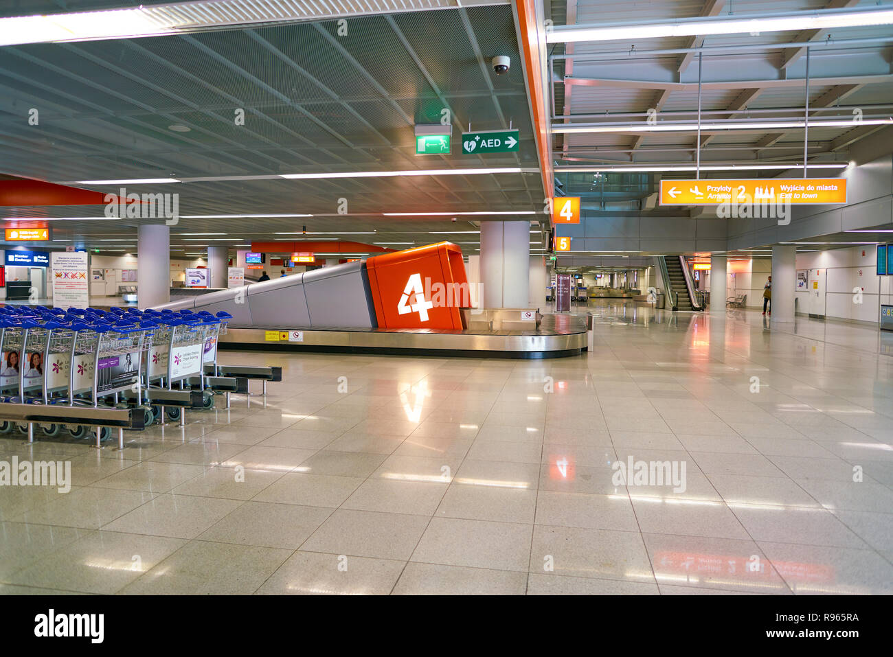 WARSAW, POLAND CIRCA NOVEMBER, 2017 baggage claim area in Warsaw