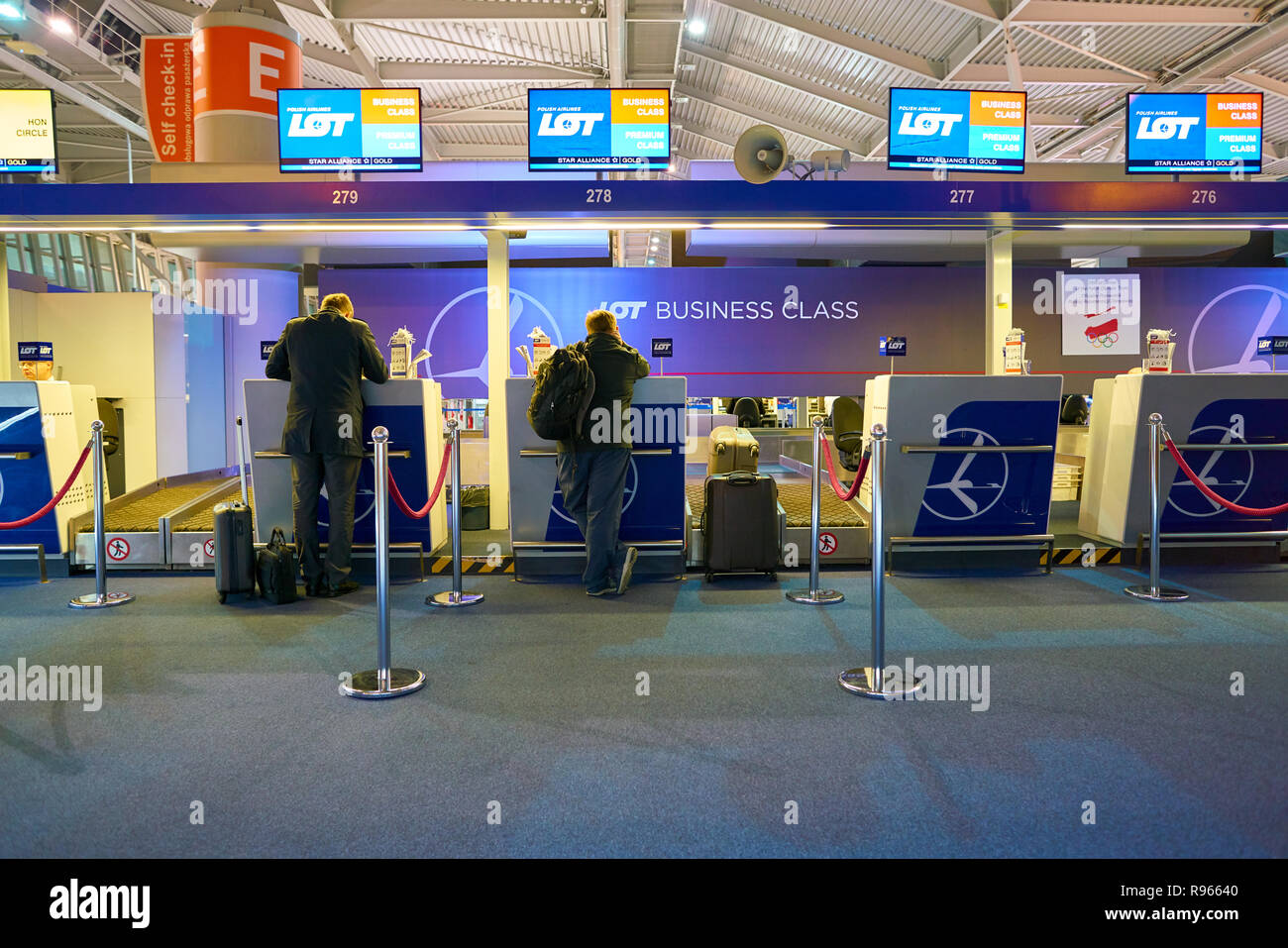 WARSAW, POLAND - CIRCA NOVEMBER, 2017: LOT Business class check-in area in  Warsaw Chopin Airport Stock Photo - Alamy