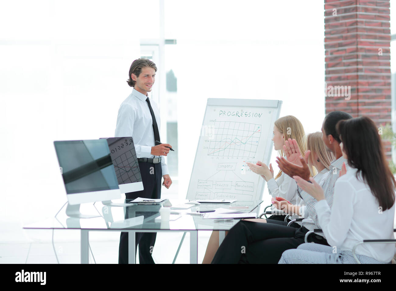 financial managers discussing work issues at the meeting Stock Photo ...
