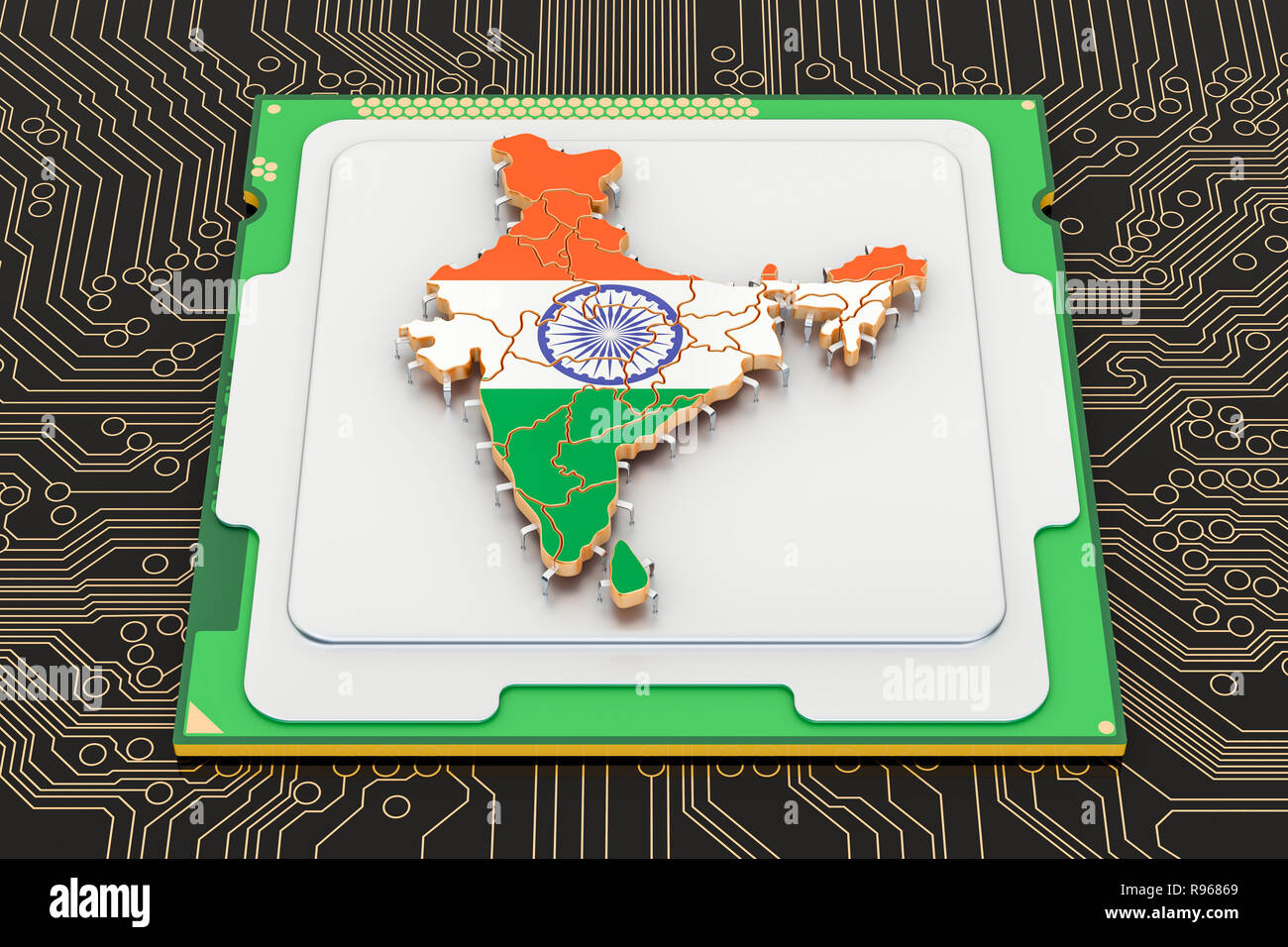 CPU computer processor unit with flag of India, 3D rendering Stock ...