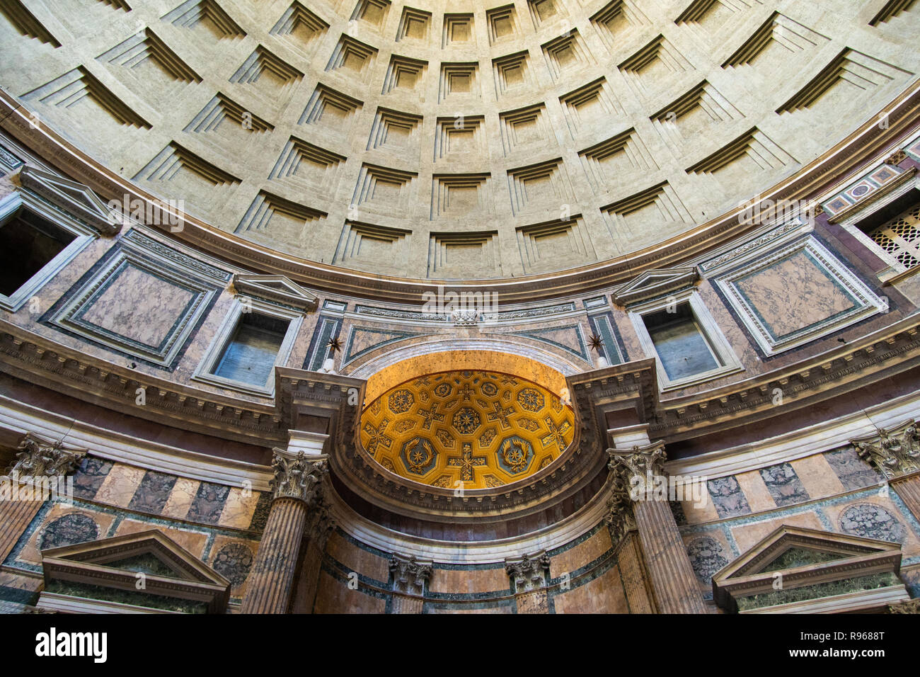Rome Italy March 06 2018 Roman Pantheon Interior Stock