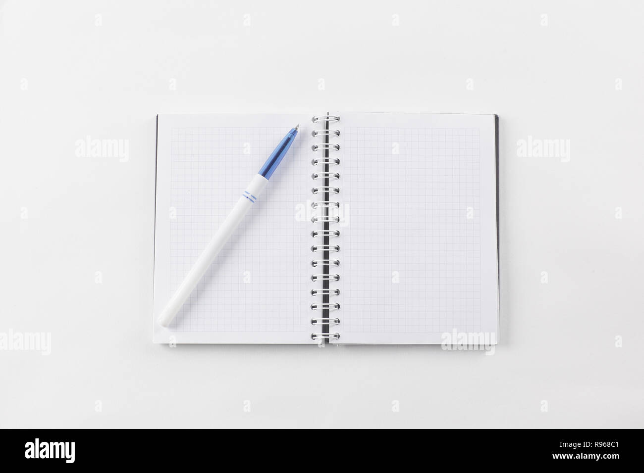 open notebook and pen on white background.photo with copy space Stock ...