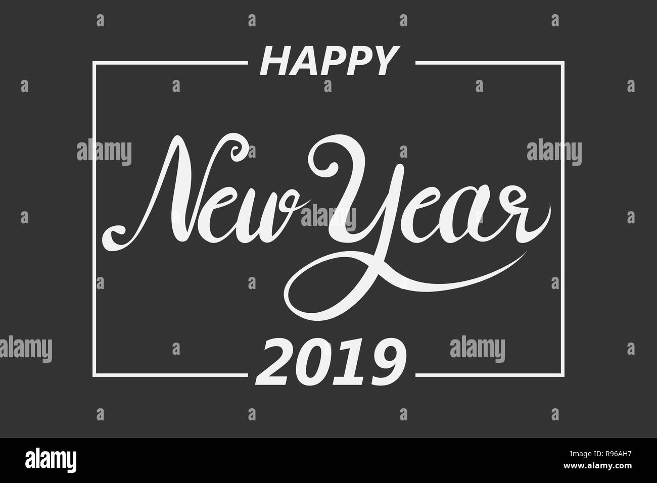 Happy new year vector text Calligraphic Lettering design Stock Photo ...