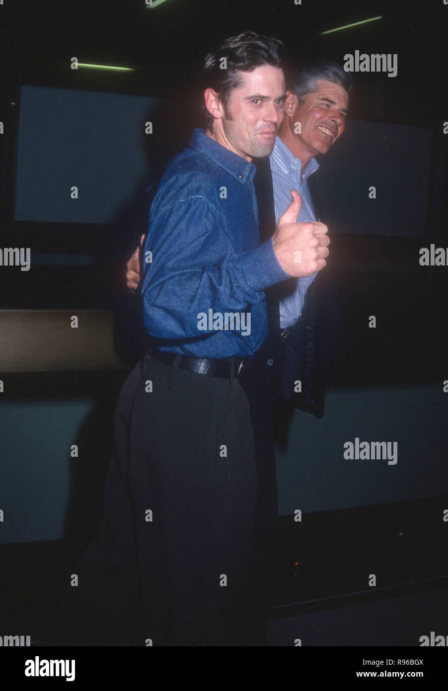 WEST HOLLYWOOD, CA - MAY 11: Actor C. Thomas Howell and father Chris Howell attend the premiere of 'American Heart' on May 11, 1993 at the Center Green Theater in West Hollywood, California. Photo by Barry King/Alamy Stock Photo Stock Photo