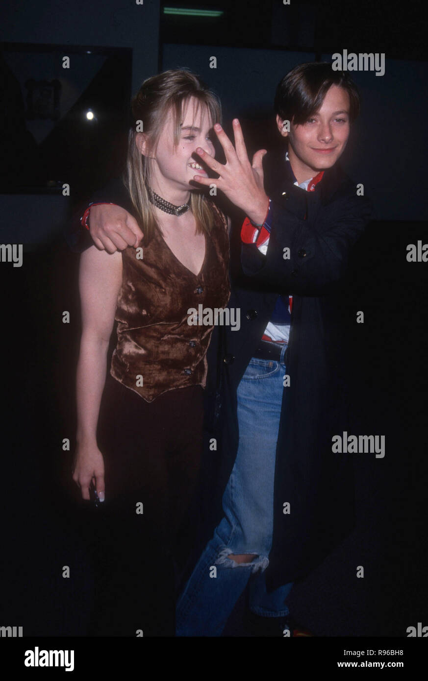 WEST HOLLYWOOD, CA - MAY 11: Actor Edward Furlong and guest attend the  premiere of 'American Heart' on May 11, 1993 at the Center Green Theater in  West Hollywood, California. Photo by