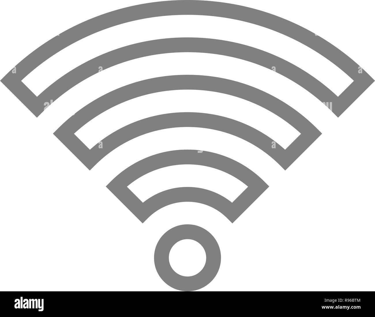 Wifi symbol icon - medium gray outlined, isolated - vector illustration Stock Vector