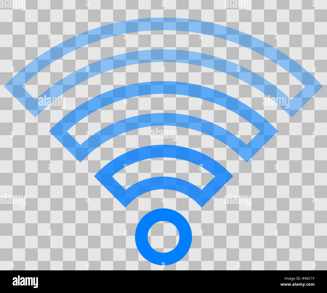Wifi symbol icon - blue outlined transparent, isolated - vector ...