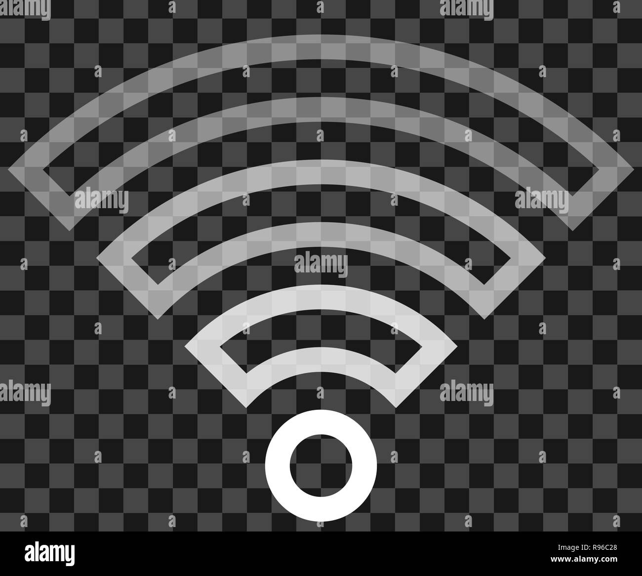 Wifi symbol icon - white outlined transparent, isolated - vector ...