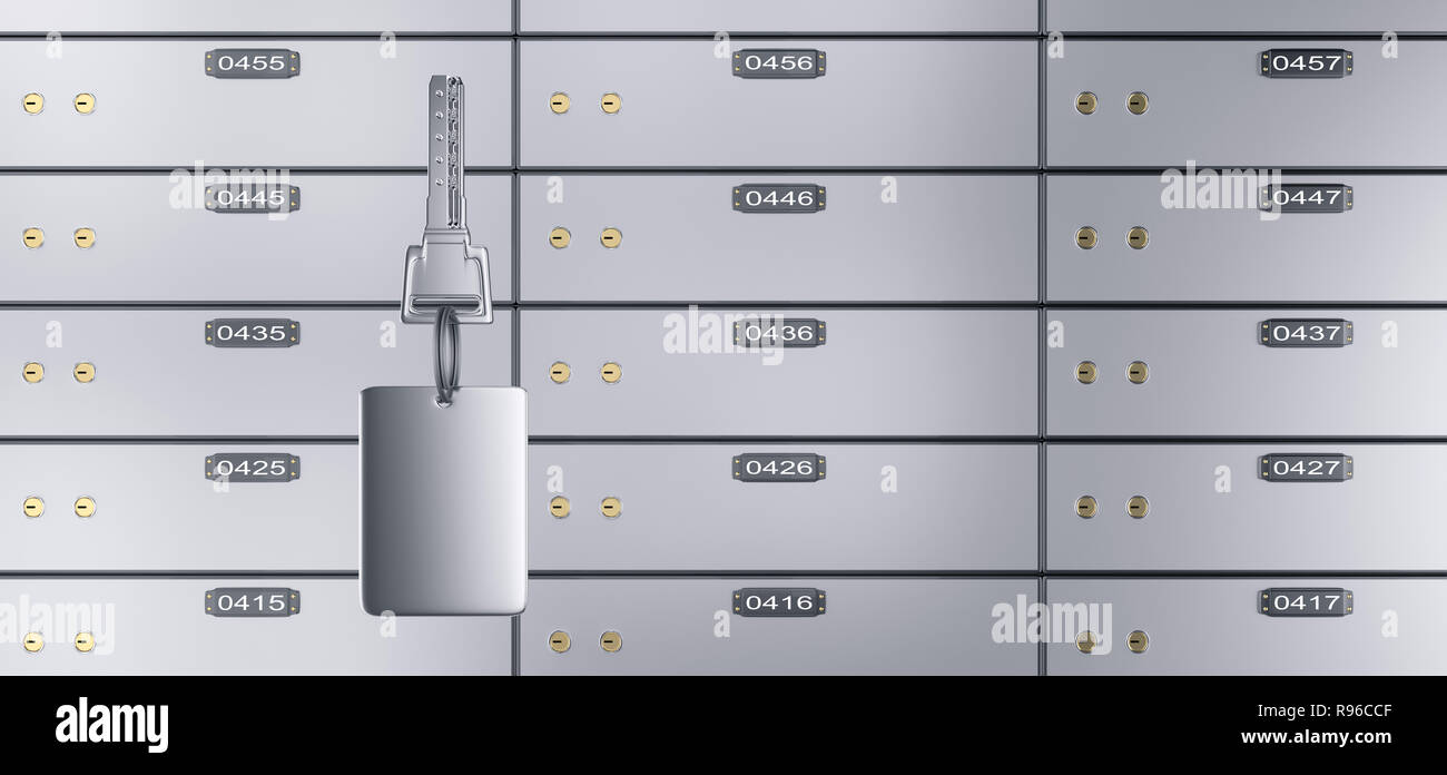3D deposit boxes with key. Safe lockers Stock Photo - Alamy