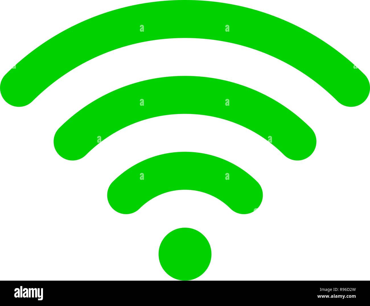 Wifi symbol icon - green simple rounded, isolated - vector illustration Stock Vector