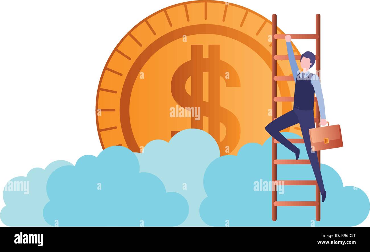 businessman with dollar sign and stair character Stock Vector Image ...