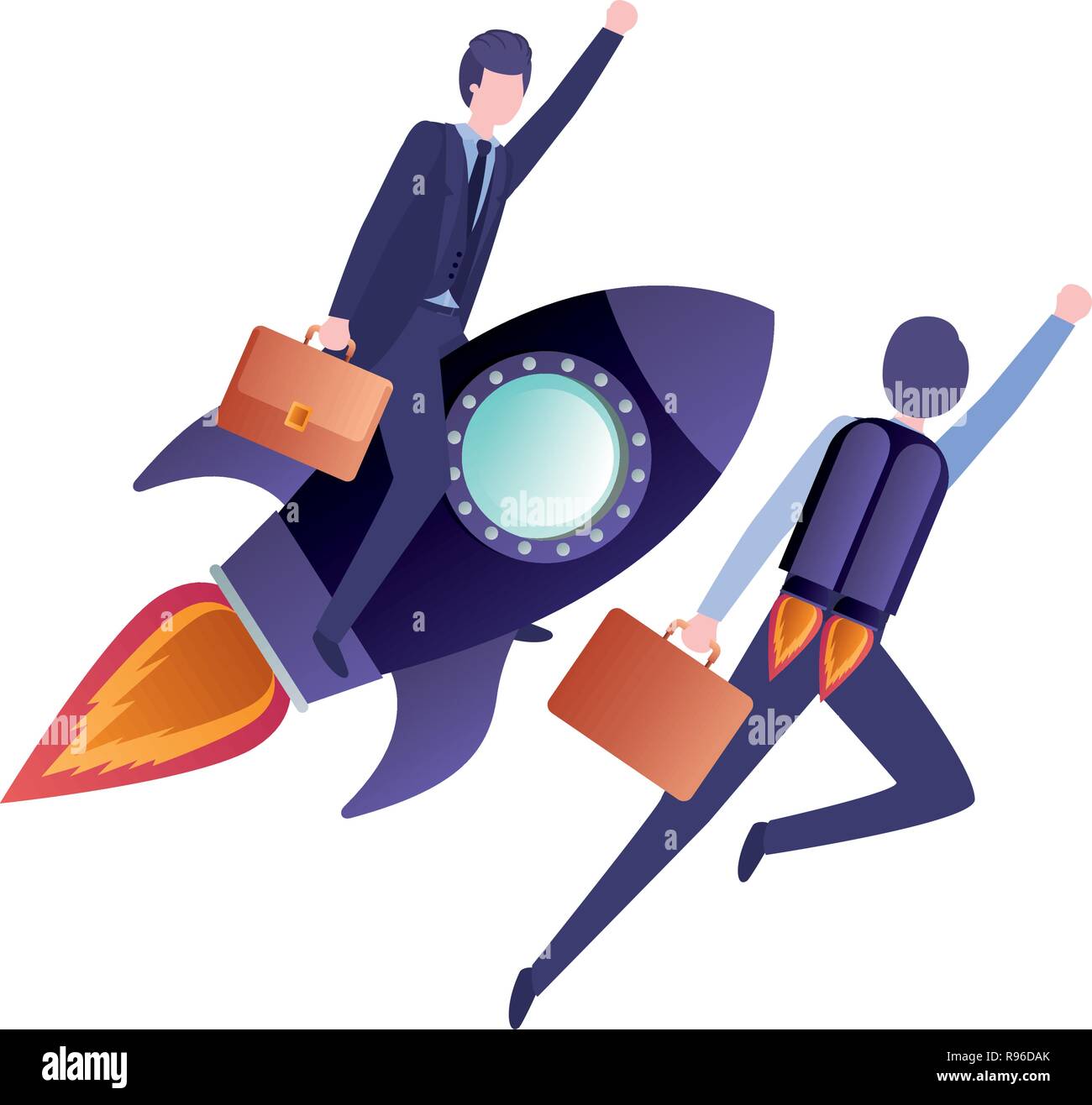 businessmen with rocket avatar character Stock Vector Image & Art - Alamy