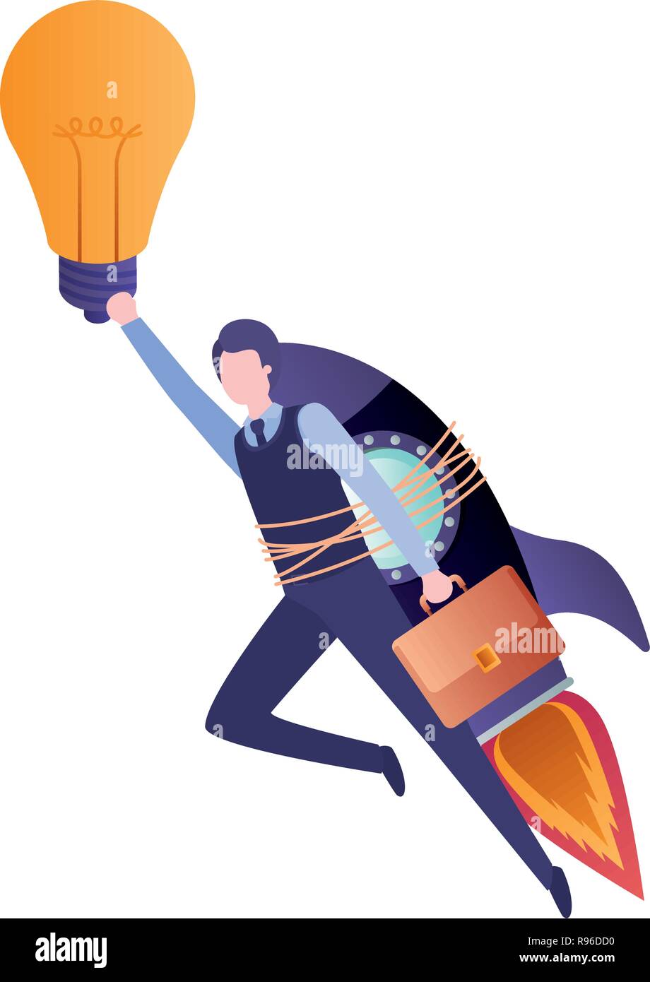 businessman on rocket and light bulb Stock Vector Image & Art - Alamy