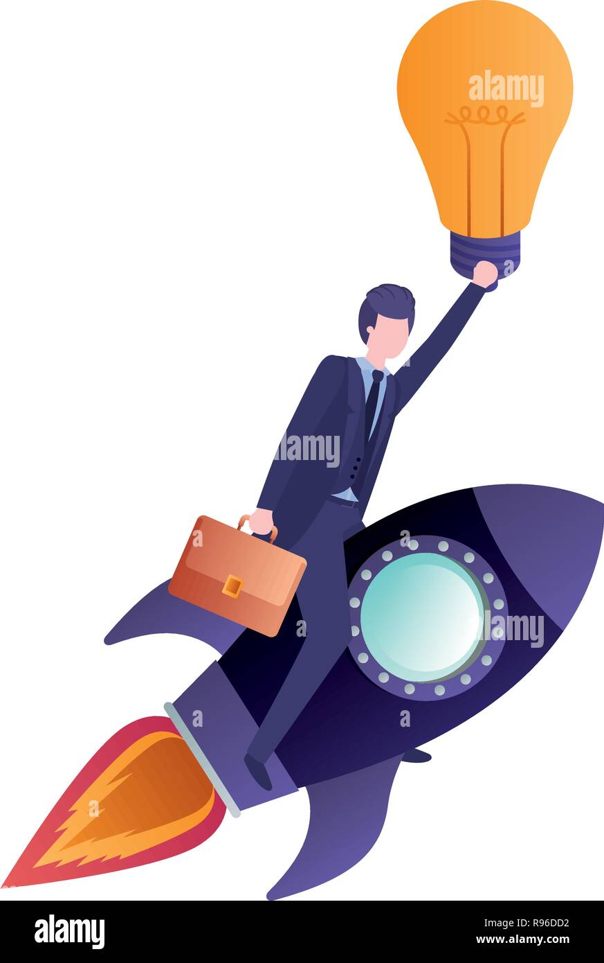 businessman on rocket and light bulb Stock Vector Image & Art - Alamy