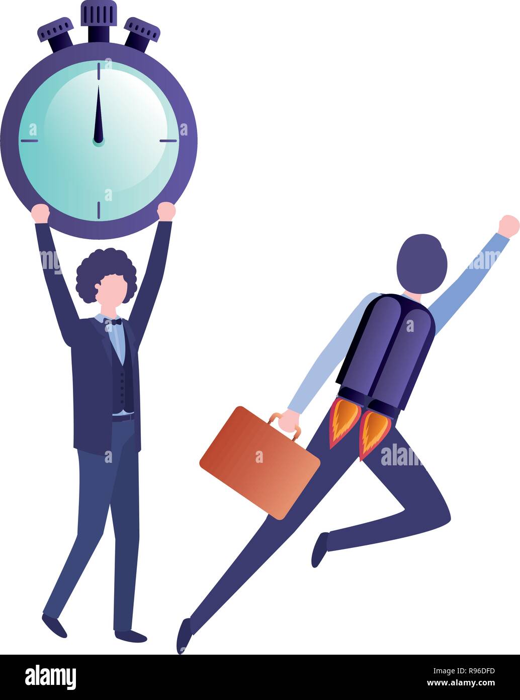 businessmen with rocket and clock avatar character Stock Vector Image ...