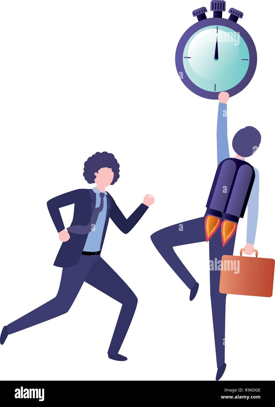 businessmen with rocket and clock avatar character Stock Vector Image ...