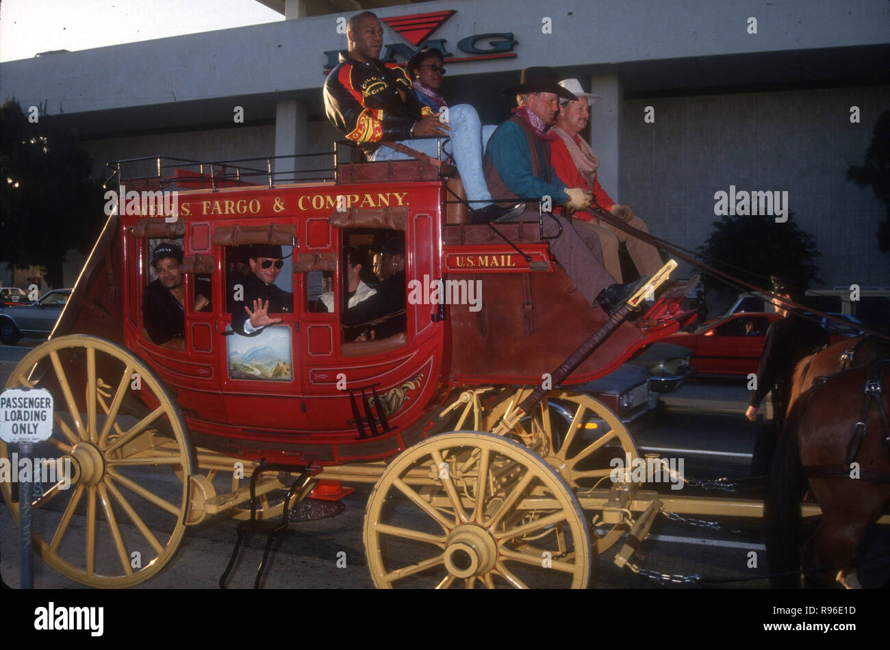 HOLLYWOOD, CA - MAY 12: (L-R) Director Mario Van Peebles, actors Stephen Baldwin, Salli Richardson, Tone Loc and Billy Zane attend the 'Posse' Premiere on May 12,1993 at the Cinerama Dome in Hollywood, California. Photo by Barry King/Alamy Stock Photo Stock Photo