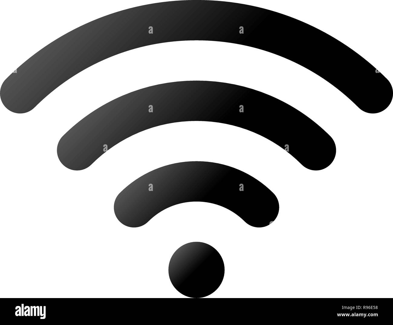 Wifi symbol icon - black simple rounded gradient, isolated - vector ...