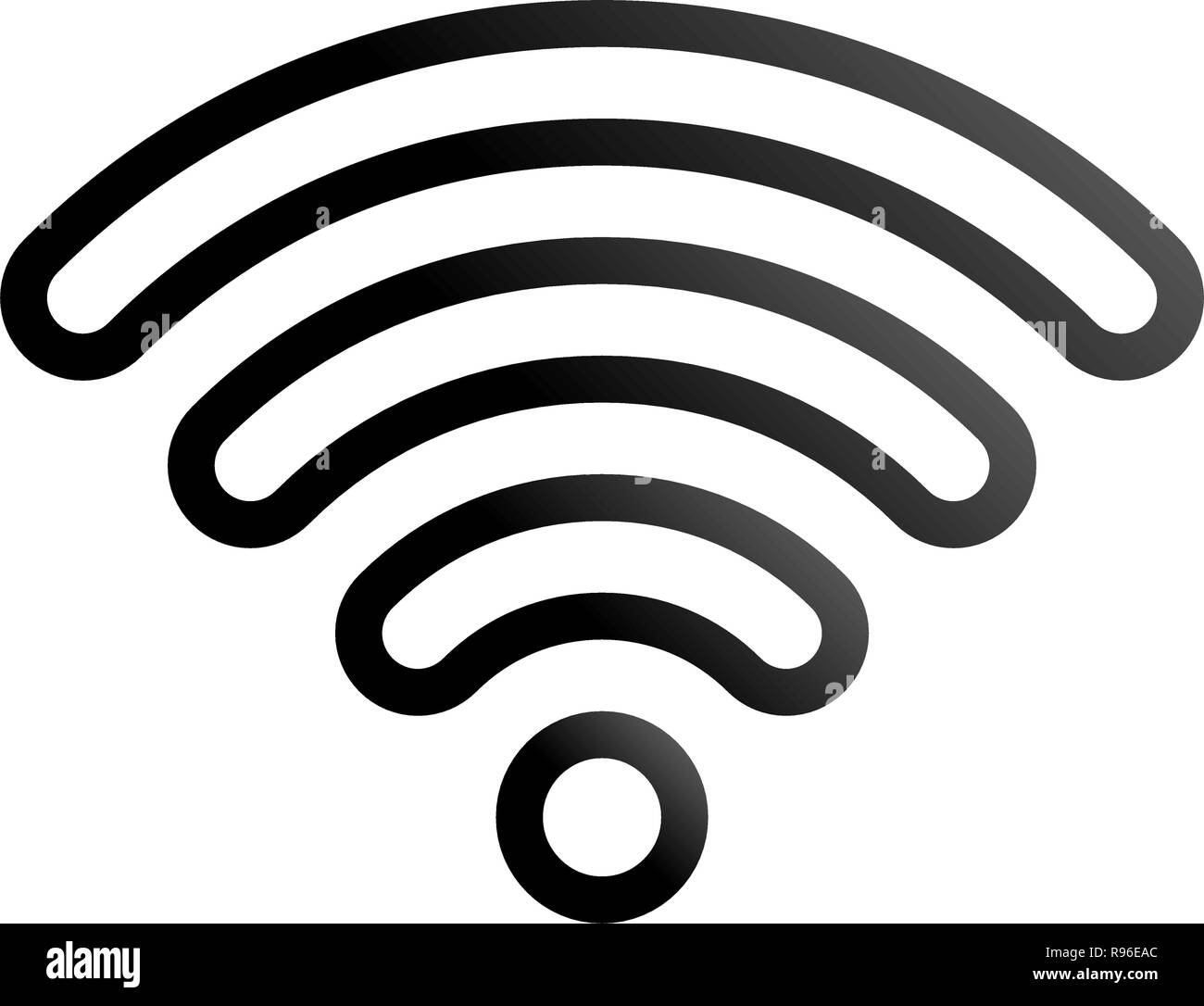 Wifi symbol icon - black outlined rounded gradient, isolated - vector ...