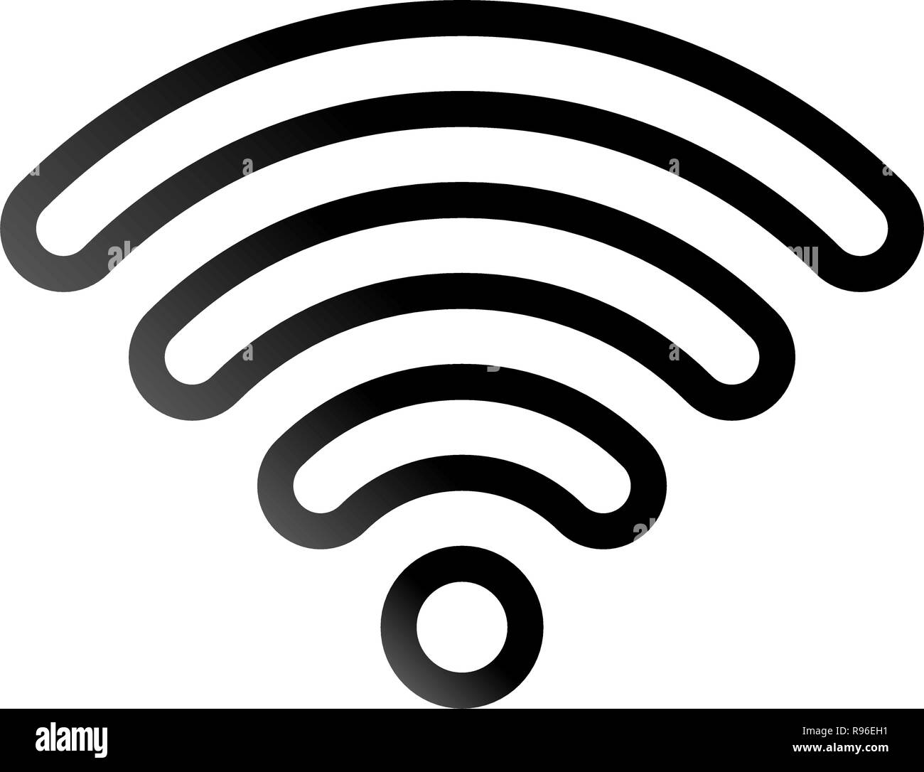 Wifi symbol icon - black outlined rounded gradient, isolated - vector ...