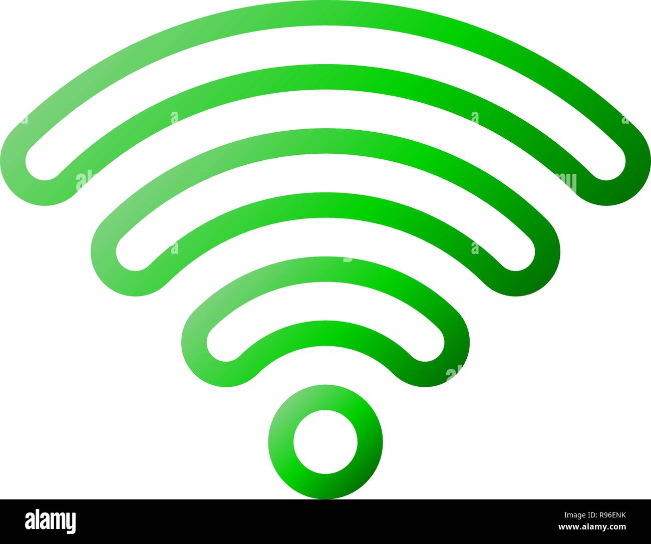 Wifi symbol icon - green outlined rounded gradient, isolated - vector illustration Stock Vector